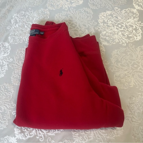 Polo Ralph Lauren Crewneck Red With Black Embroidered Polo Horse Size XXL - Picture 3 of 6